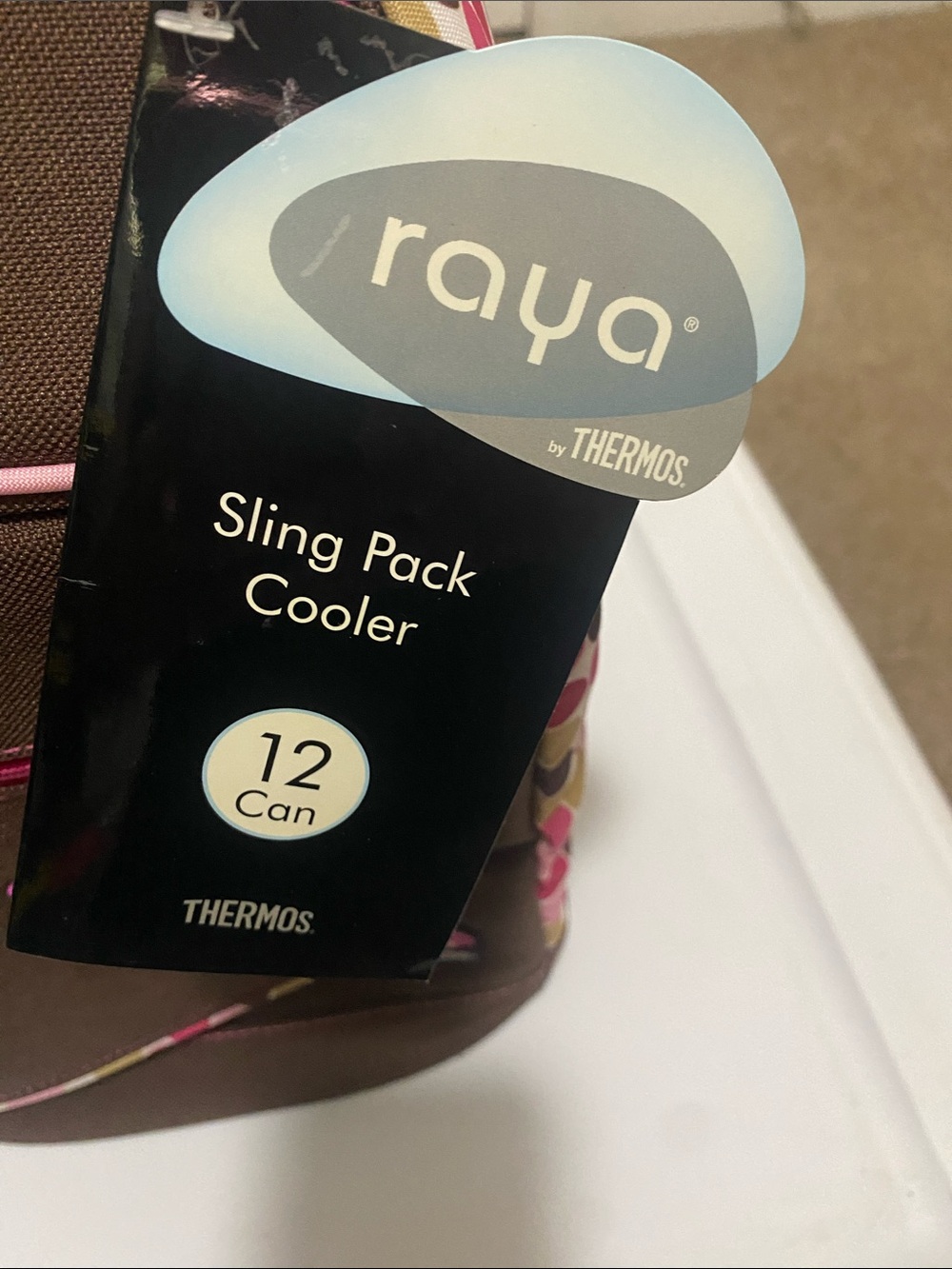 Thermos Raya Brown with Pink Accent Sling Pack Cooler - Picture 2 of 5